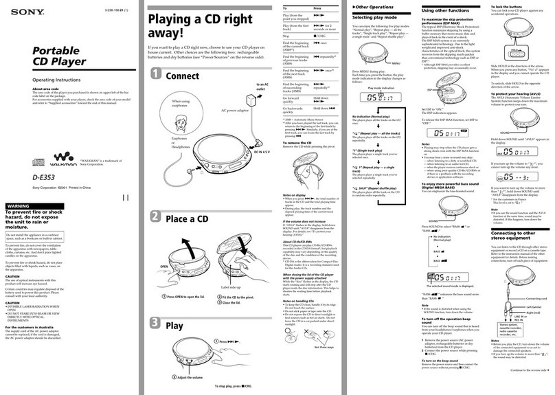 Sony Walkman D-E353 User manual