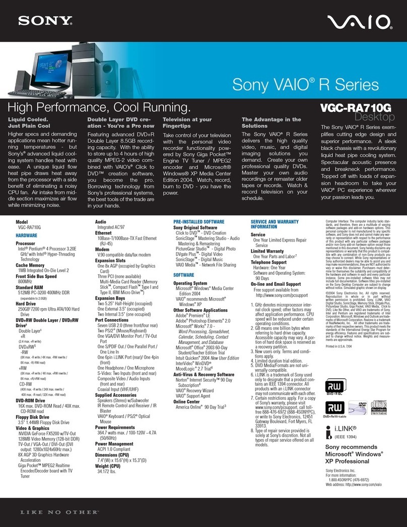 Sony VGC-RA710G User manual Sony VGC-RA710G User manual
