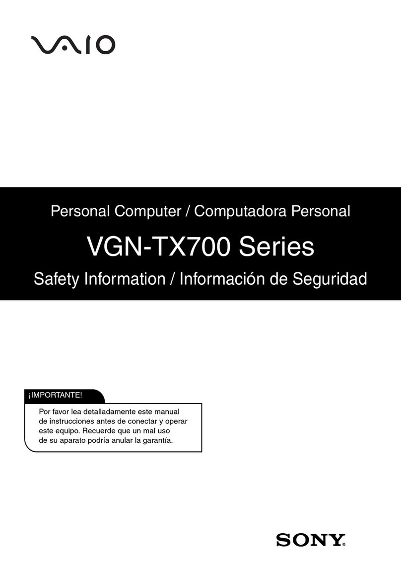 Sony VAIO VGN-TX700 Series Safety information
