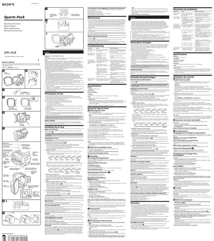 Sony SPK-HCB operating instructions