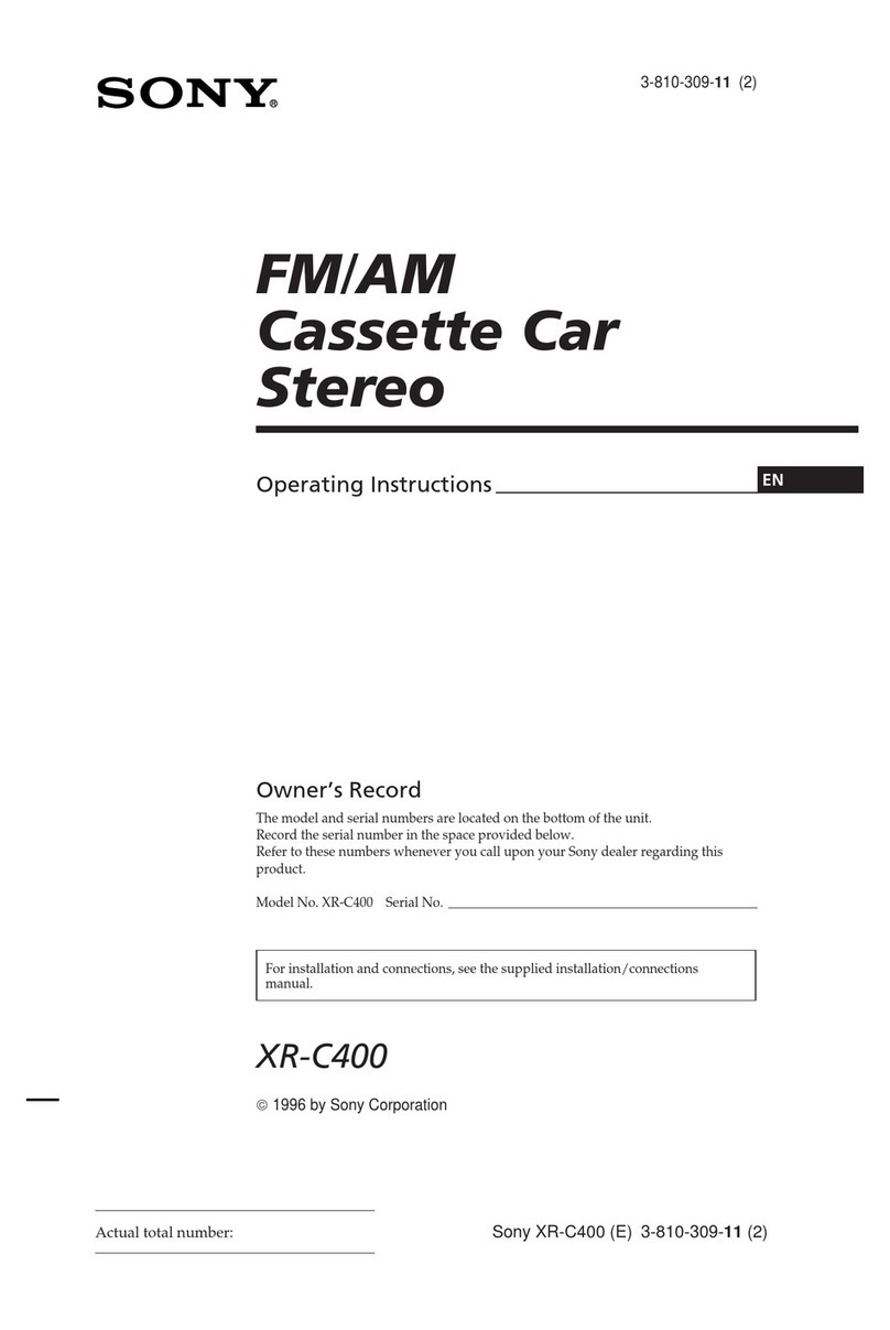 Sony XR-C400 - Fm/am Cassette Car Stereo operating instructions