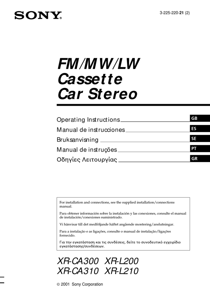 Sony XR-CA300 - Fm-am Cassette Car Stereo operating instructions Sony XR-CA300 - Fm-am Cassette Car Stereo operating instructions
