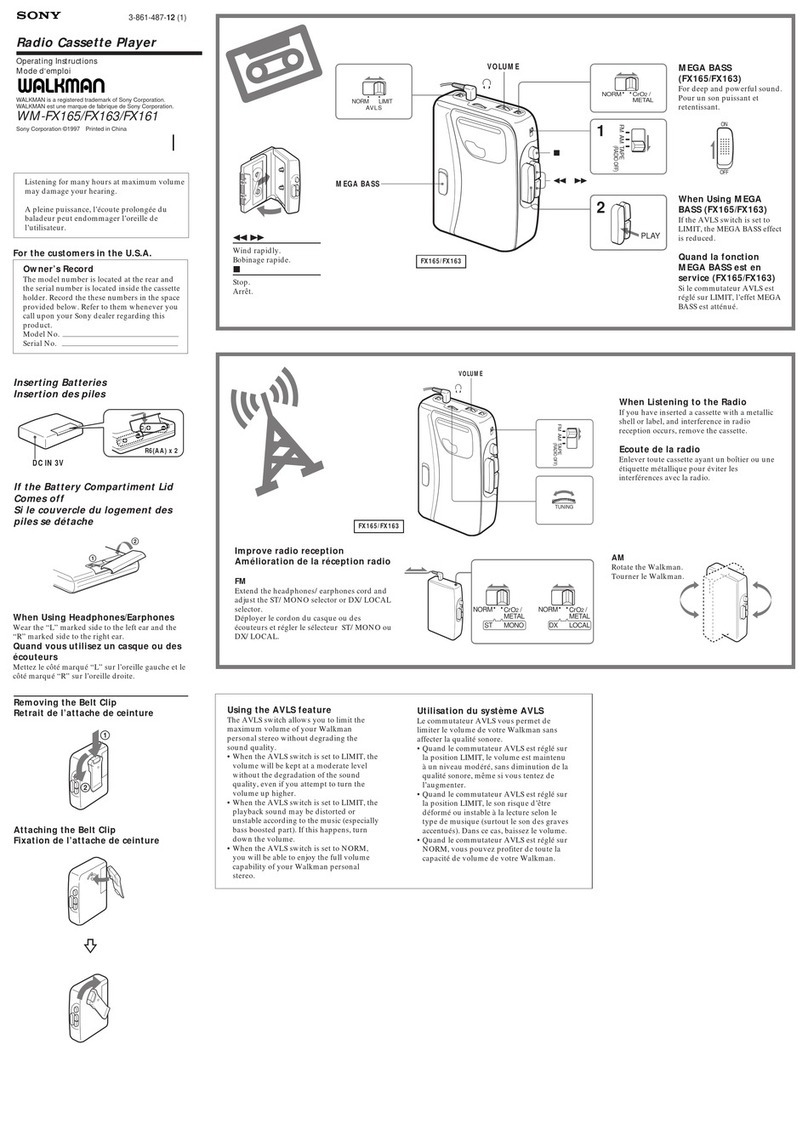 Sony Walkman WM-FX161 User manual