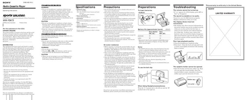 Sony Sports Walkman WM-FS473 User manual