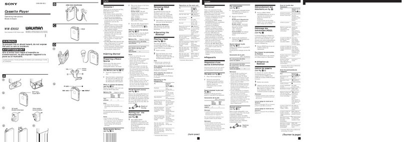 Sony Walkman WM-EX922 operating instructions