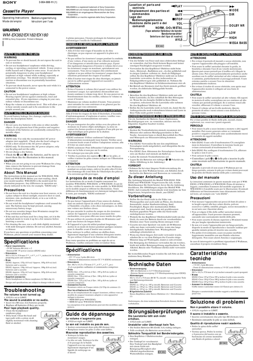 Sony Walkman WM-EX382 User manual