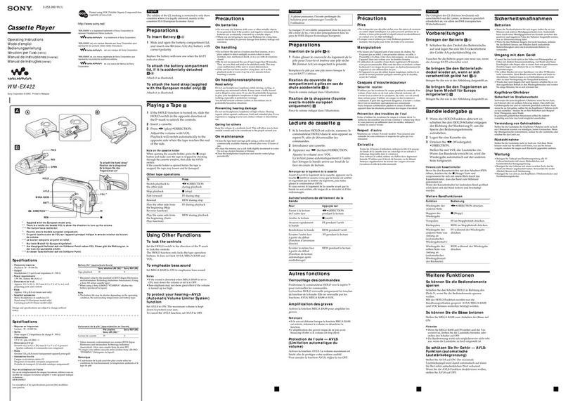 Sony Walkman WM-EX422 User manual