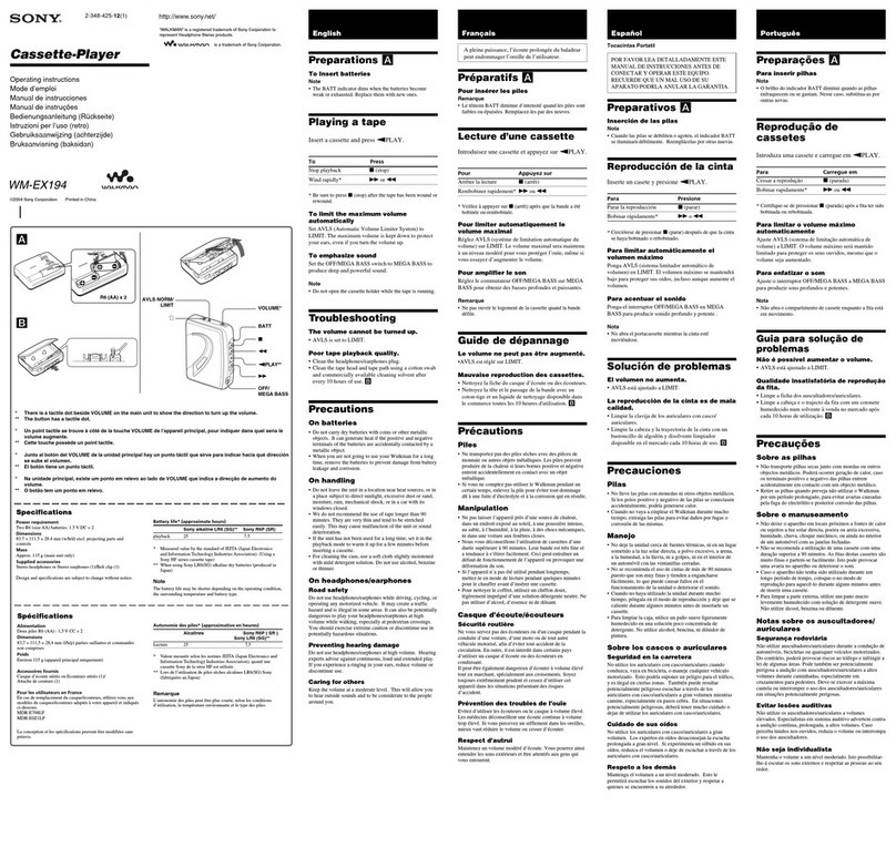 Sony Walkman WM-EX194 User manual
