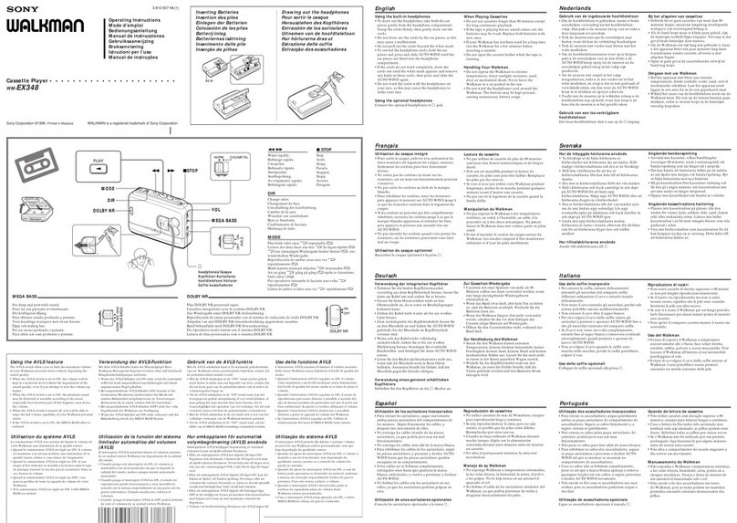 Sony walkman WM-EX348 operating instructions