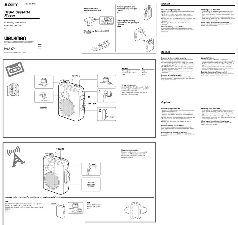 Sony Walkman WM-SP1 User manual
