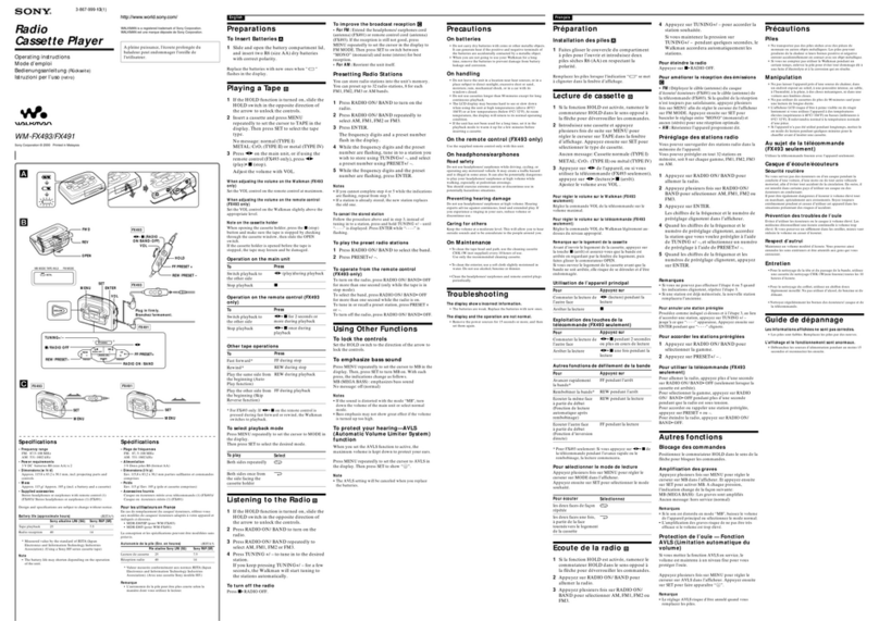 Sony Walkman WM-FX493 User manual Sony Walkman WM-FX493 User manual