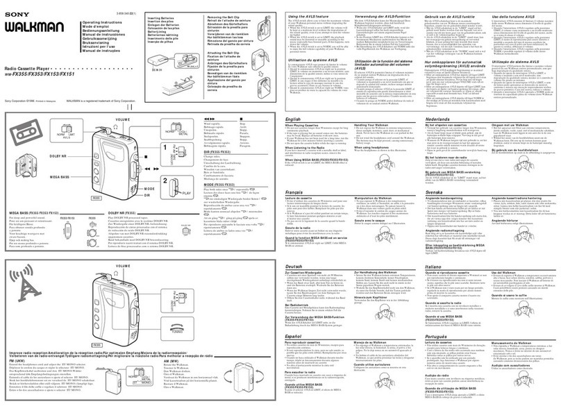 Sony Walkman WM-FX355 operating instructions