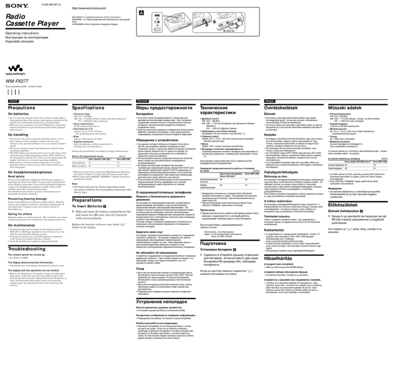 Sony Walkman WM-FX277 operating instructions