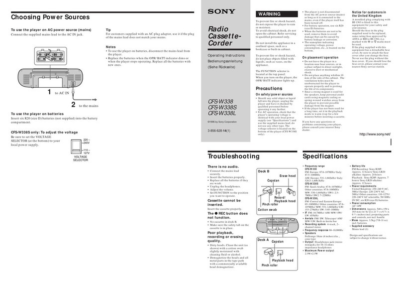 Sony CFS-W338S User manual Sony CFS-W338S User manual