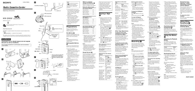 Sony WALKMAN WM-GX808 User manual
