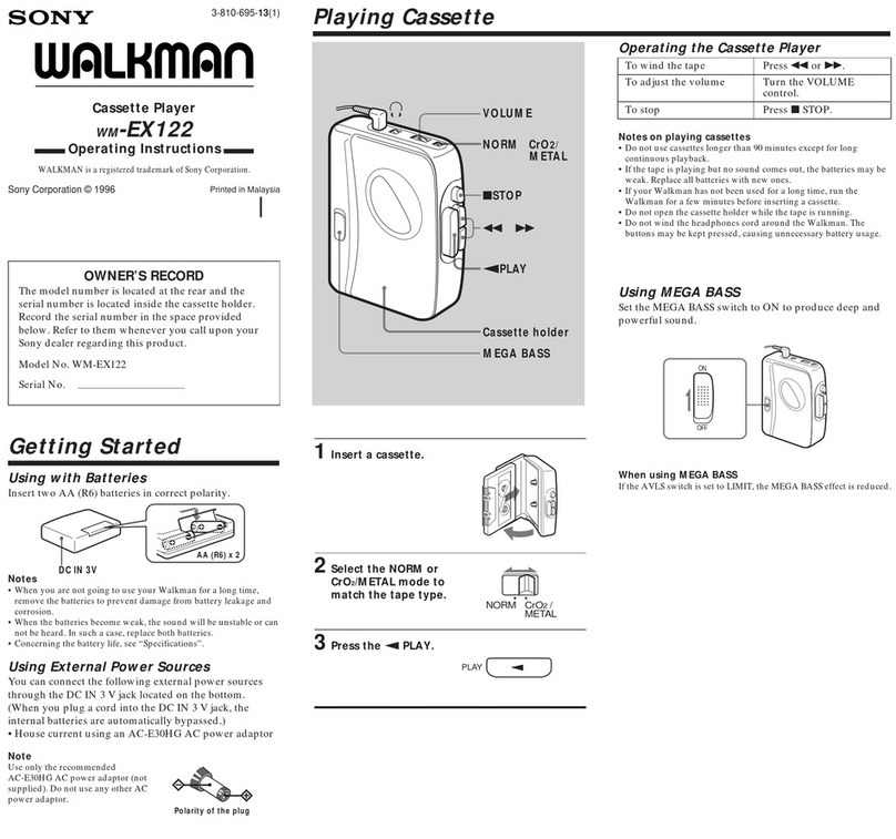 Sony Walkman WM-EX122 User manual