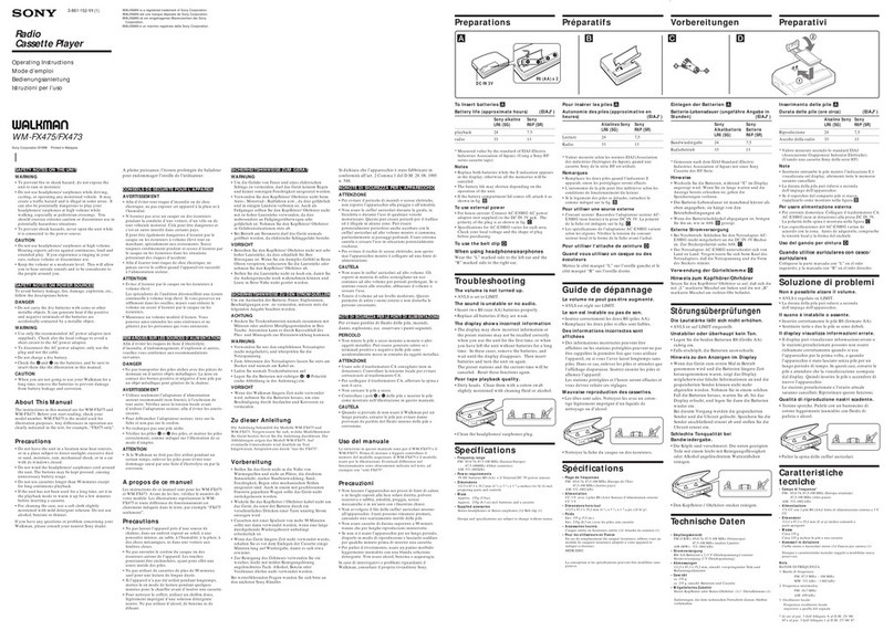 Sony Walkman WM-FX473 User manual