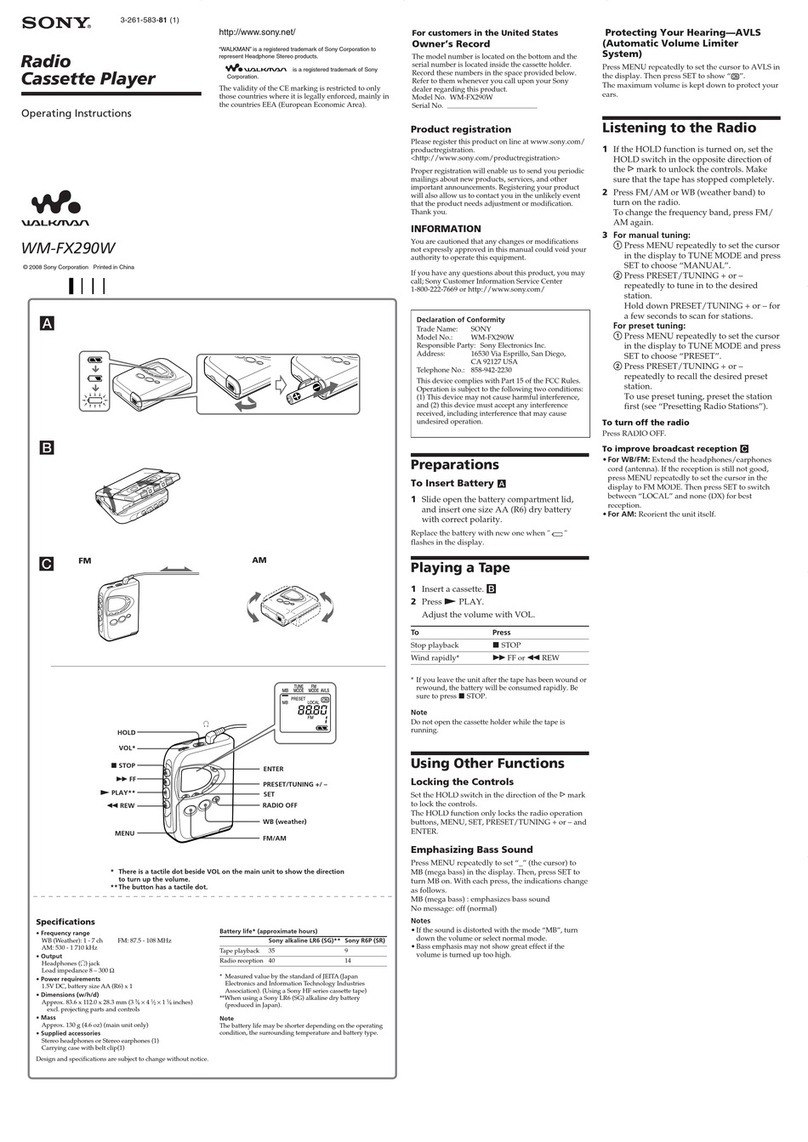 Sony WALKMAN 3-261-583-81 (1) User manual Sony WALKMAN 3-261-583-81 (1) User manual