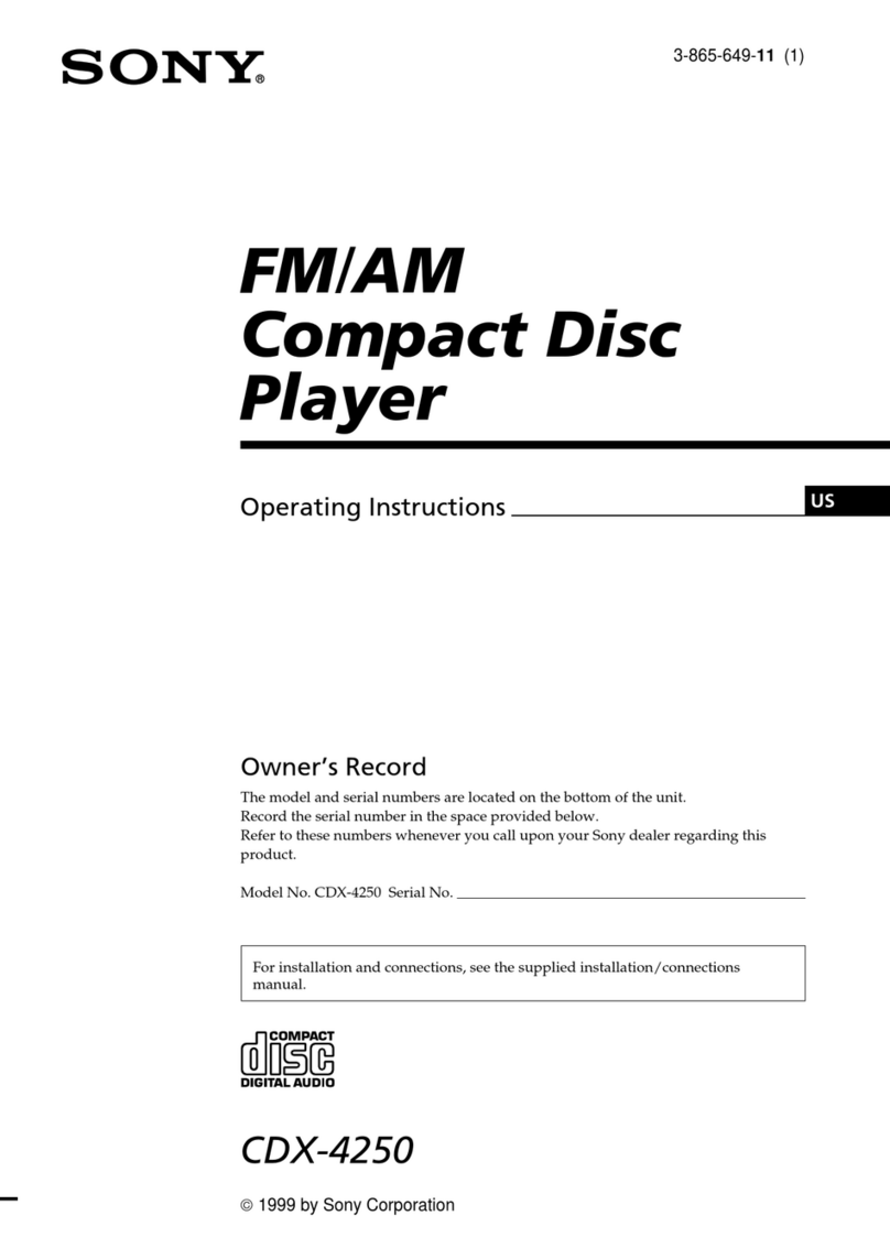 Sony CDX-4250 - Fm/am Compact Disc Changer System operating instructions