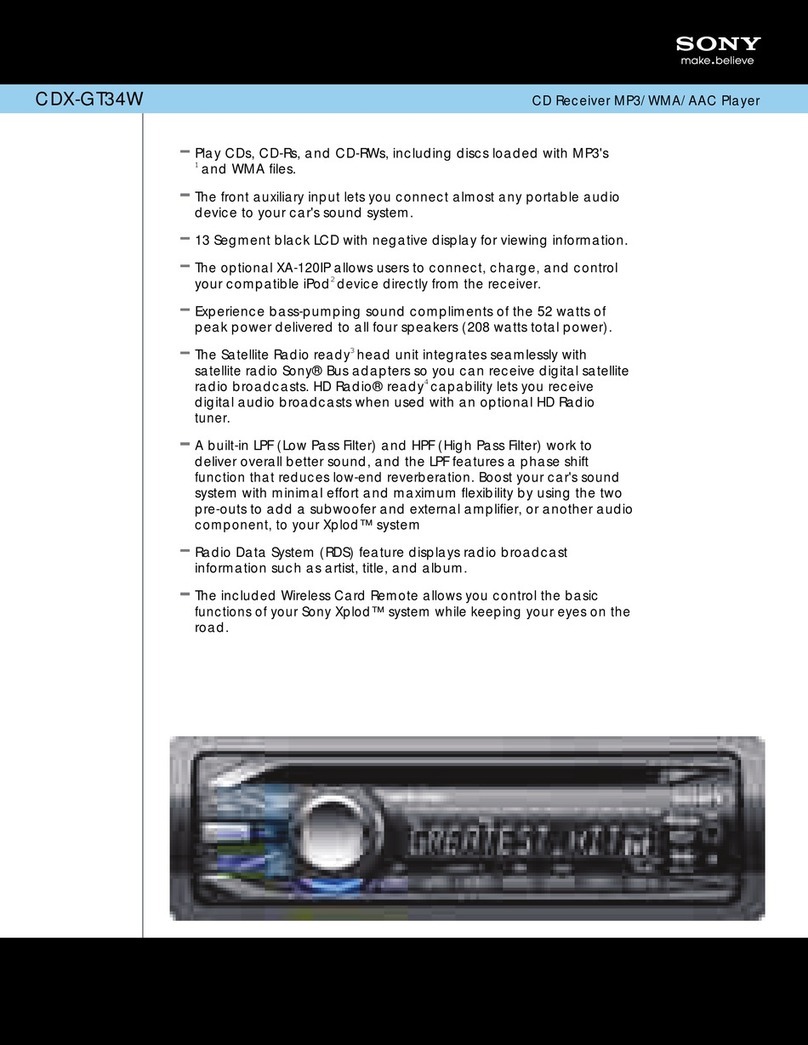 Sony CDX-GT34W - Fm/am Compact Disc Player User manual