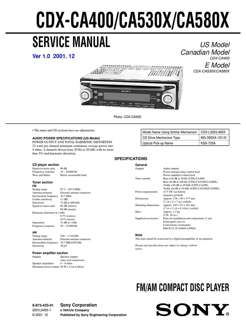 Sony CDX-CA400 - Compact Disc Changer System User manual
