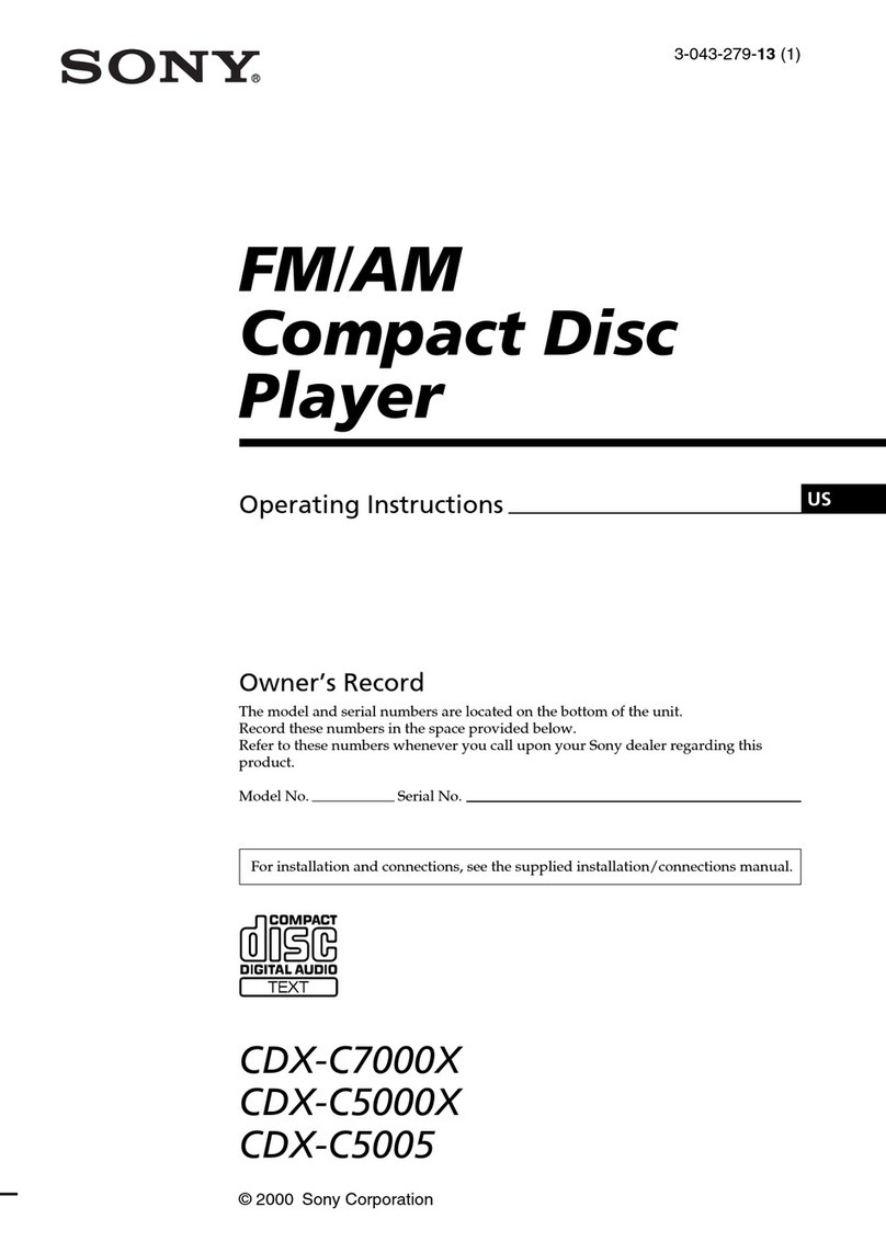 Sony CDX-C7000X - Fm/am Compact Disc Player operating instructions