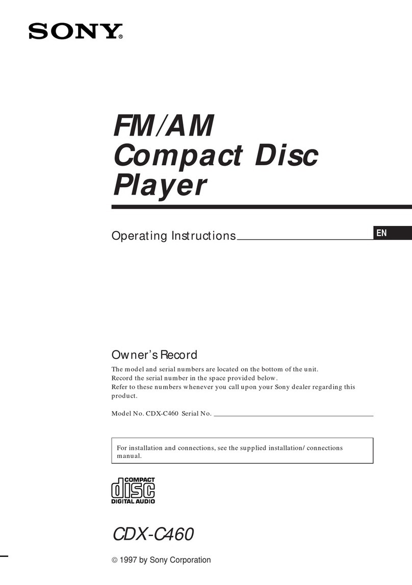 Sony CDX-C460 - Fm/am Compact Disc Player operating instructions