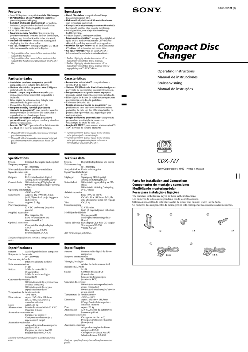 Sony CDX-727 - Compact Disc Changer System User manual