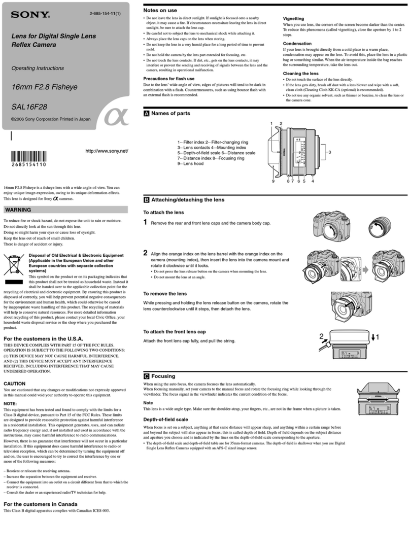 Sony SAL16F28 operating instructions Sony SAL16F28 operating instructions