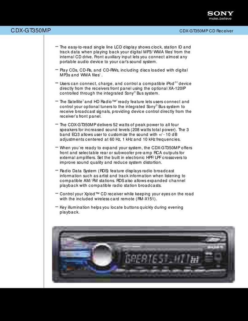 Sony CDX-GT350MP - Fm/am Compact Disc Player Specifications