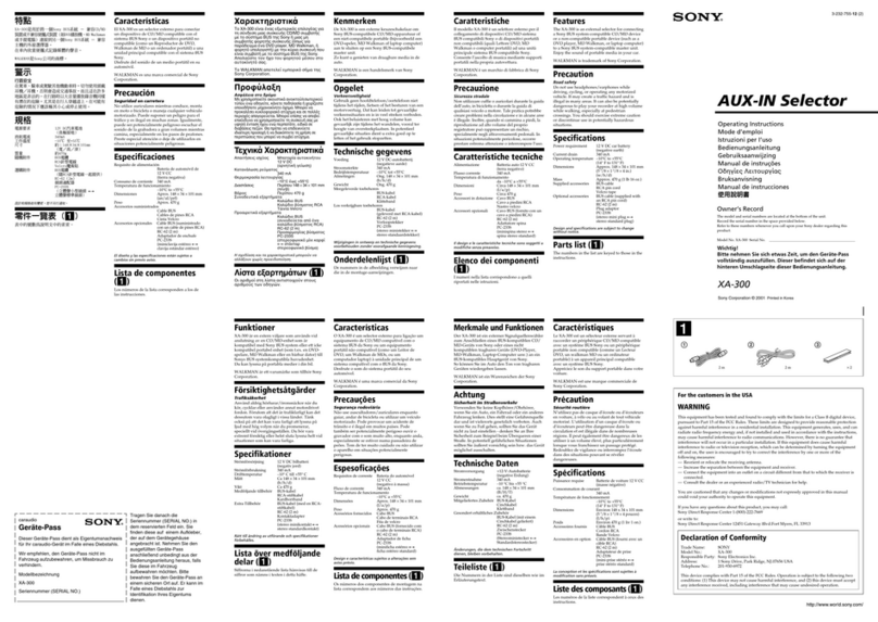 Sony XA 300 operating instructions