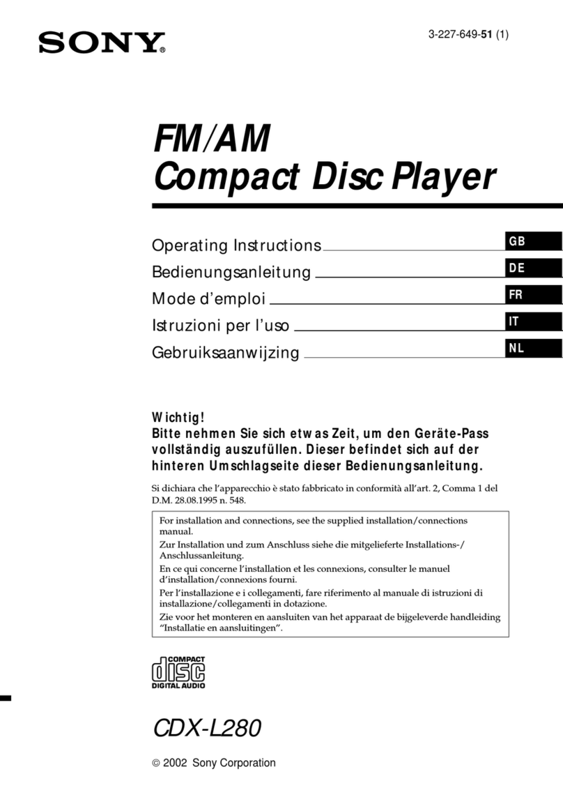 Sony Model CDX-L280 operating instructions
