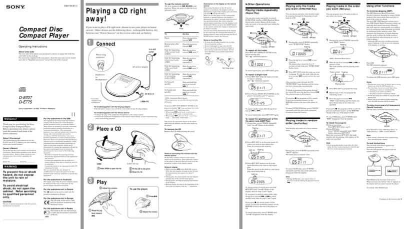Sony Walkman D-E775 operating instructions
