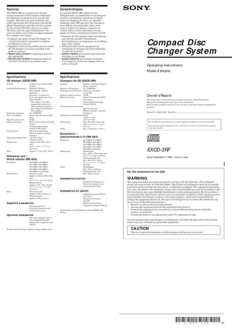 Sony EXCD-3RF operating instructions