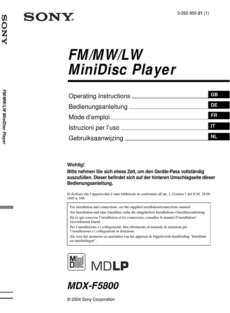 Sony MDX-F5800 operating instructions
