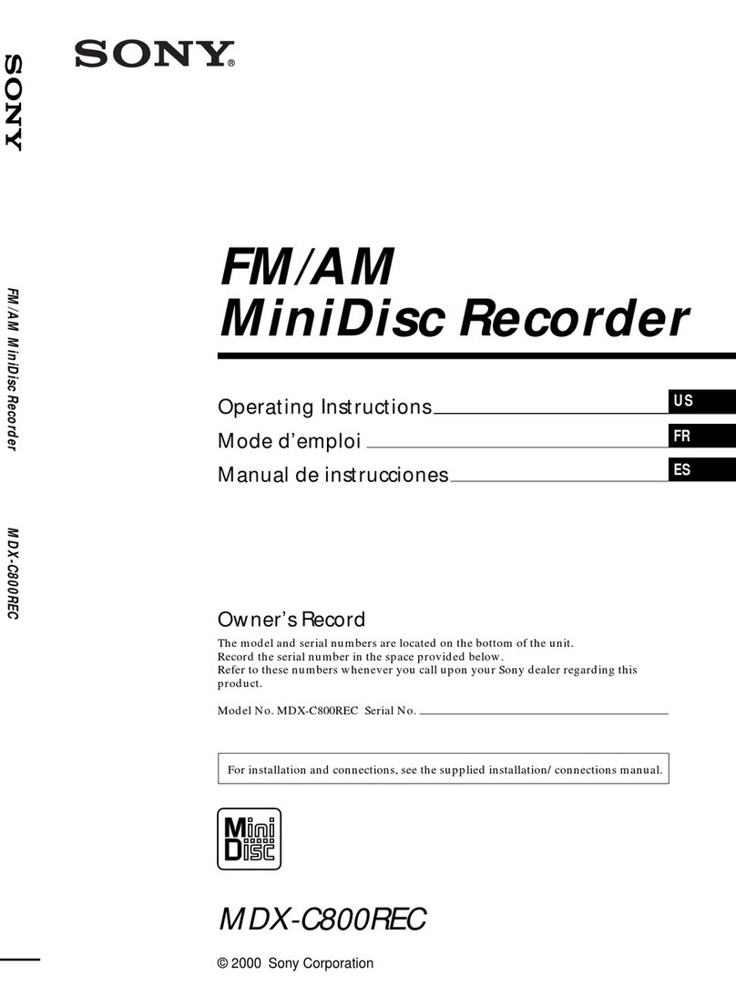 Sony MDX-C800REC operating instructions