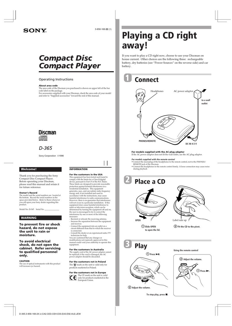 Sony Discman D-365 User manual