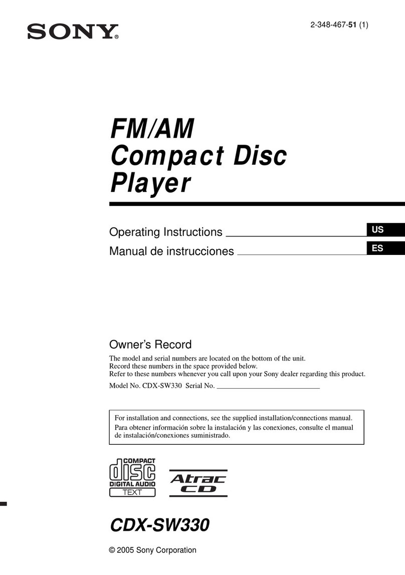 Sony CDX-SW330 - Fm/am Compact Disc Player User manual