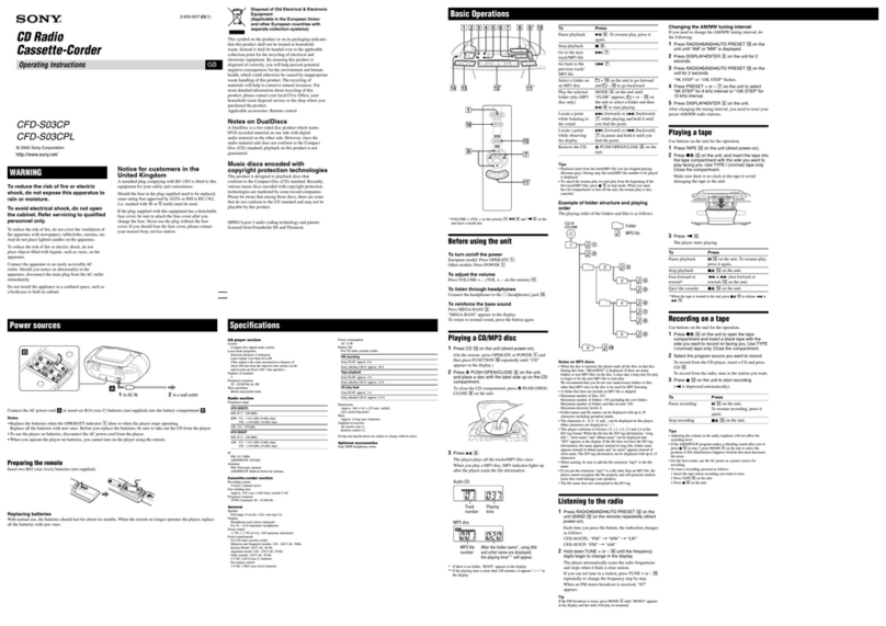 Sony CFD-S03CPL User manual Sony CFD-S03CPL User manual