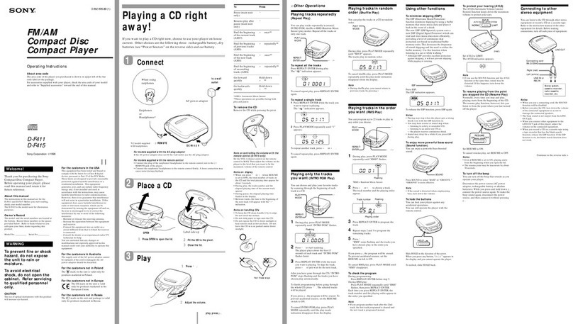 Sony Discman D-F411 User manual