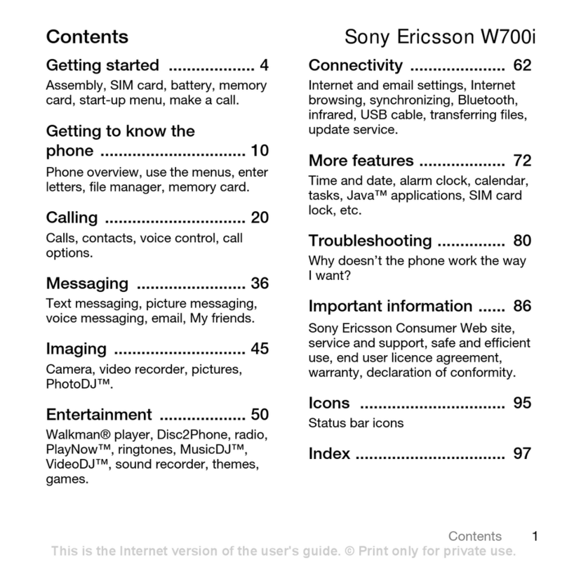 Sony Ericsson W700i User manual Sony Ericsson W700i User manual