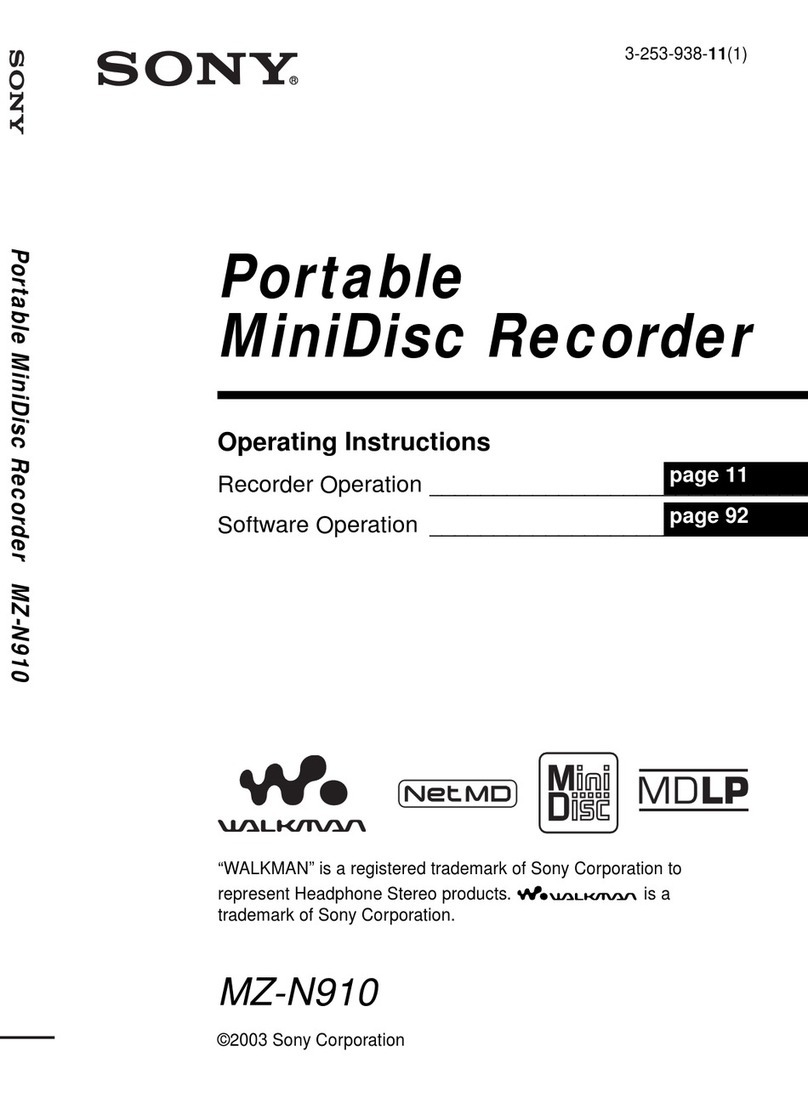 Sony Walkman MZ-N910 operating instructions