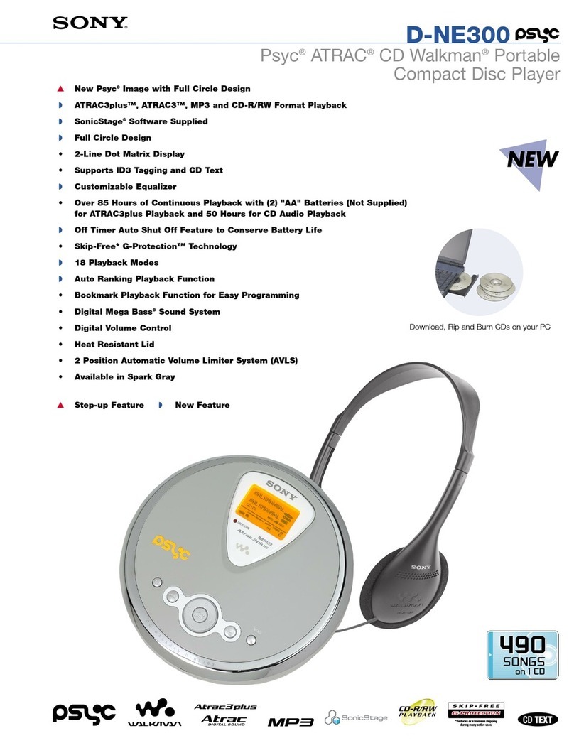 Sony D-NE300 - Psyc ATRAC Walkman Portable CD... User manual Sony D-NE300 - Psyc ATRAC Walkman Portable CD... User manual