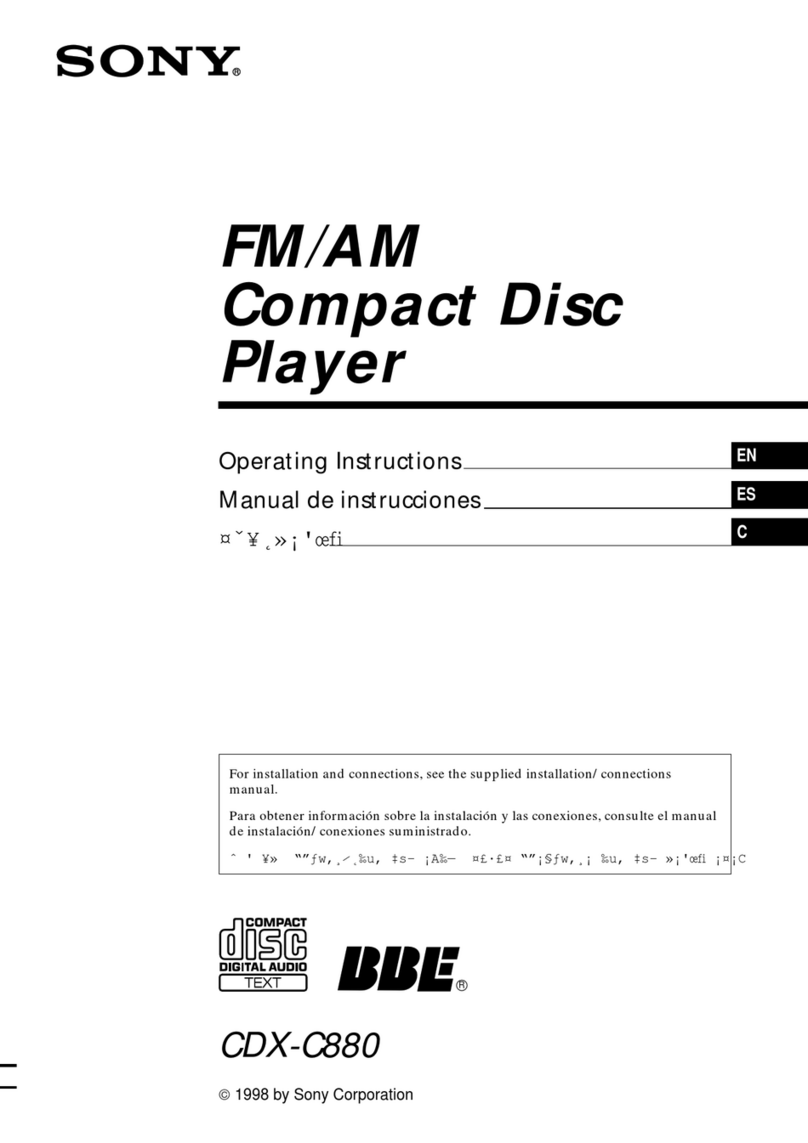 Sony CDX-C880 - Fm/am Compact Disc Player User manual