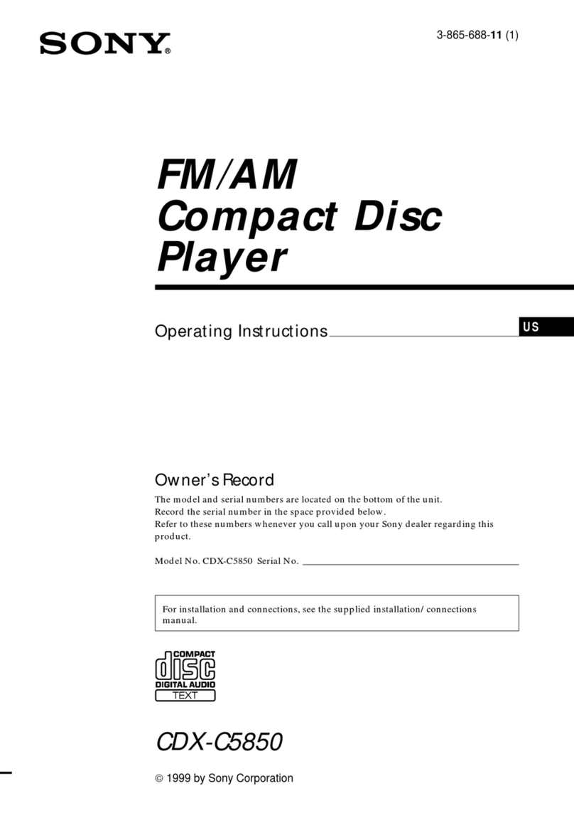 Sony CDX-C5850 - Fm/am Compact Disc Player User manual