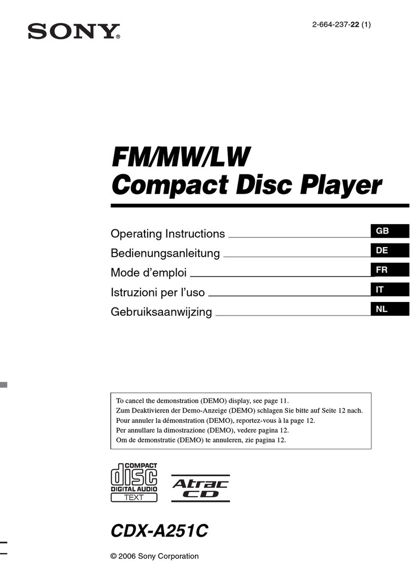 Sony CDX-A251C - Fm/am Compact Disc Player User manual