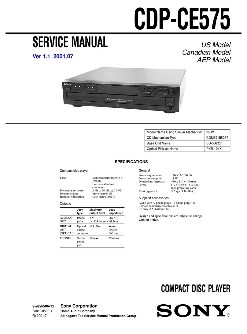 Sony CDP-CE575 - Disc Carousel User manual Sony CDP-CE575 - Disc Carousel User manual