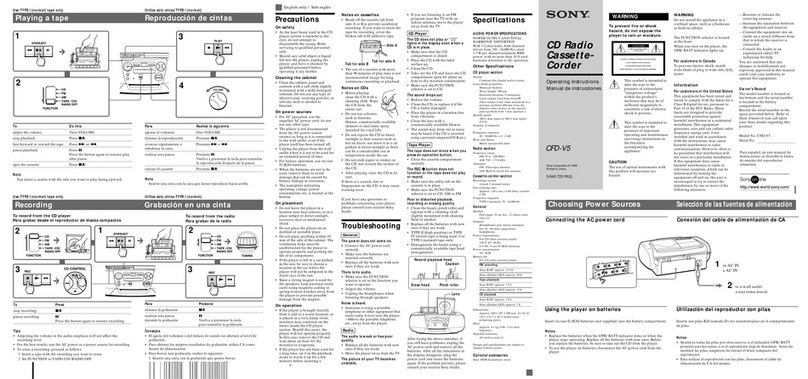 Sony CFD-V5 - Cd Radio Cassette-corder User manual