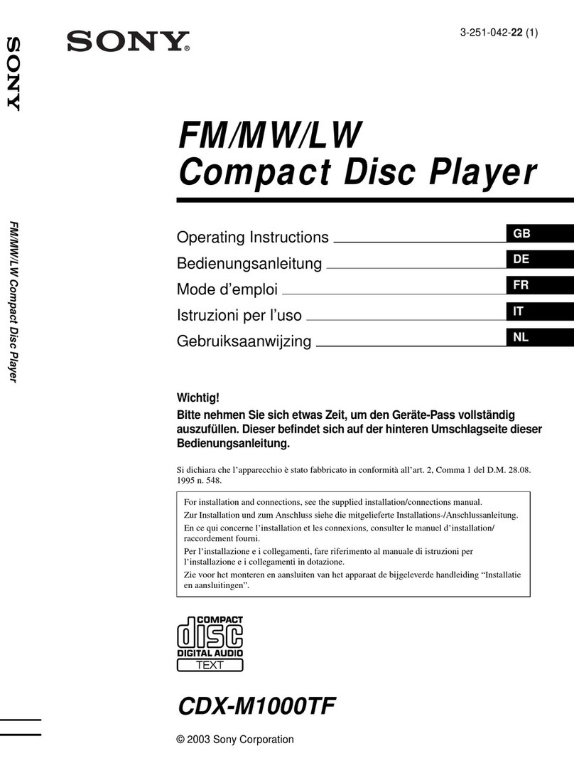 Sony CDX-M1000TF operating instructions