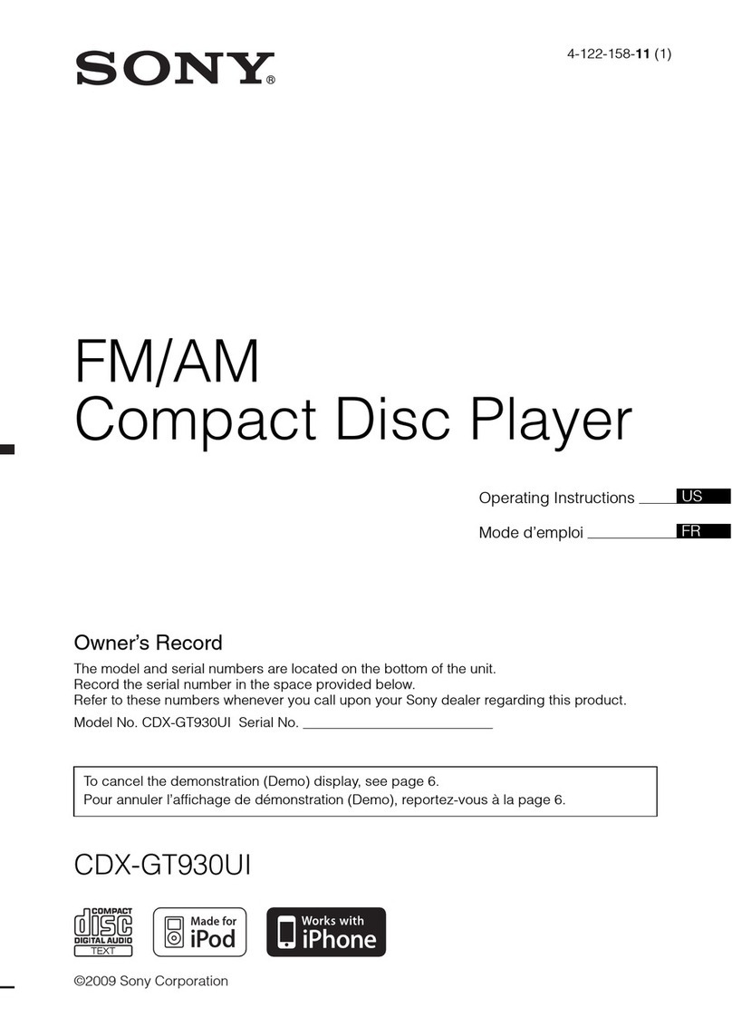Sony CDX-GT930UI - Fm/am Compact Disc Player User manual